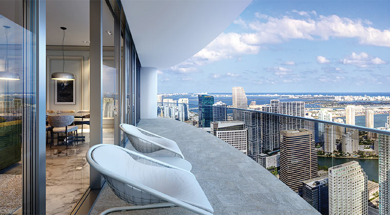 Brickell Flatiron Balcony and View Brickell Flatiron Balcony and View