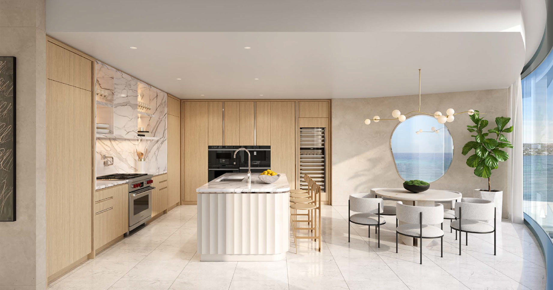 Rivage Bal Residences A & B Kitchen in air palette with stone flooring Rivage Bal Residences A & B Kitchen in air palette with stone flooring