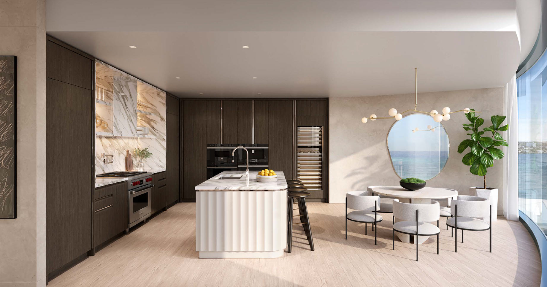 Rivage Bal Residences A & B Kitchen in earth palette with wood flooring Rivage Bal Residences A & B Kitchen in earth palette with wood flooring