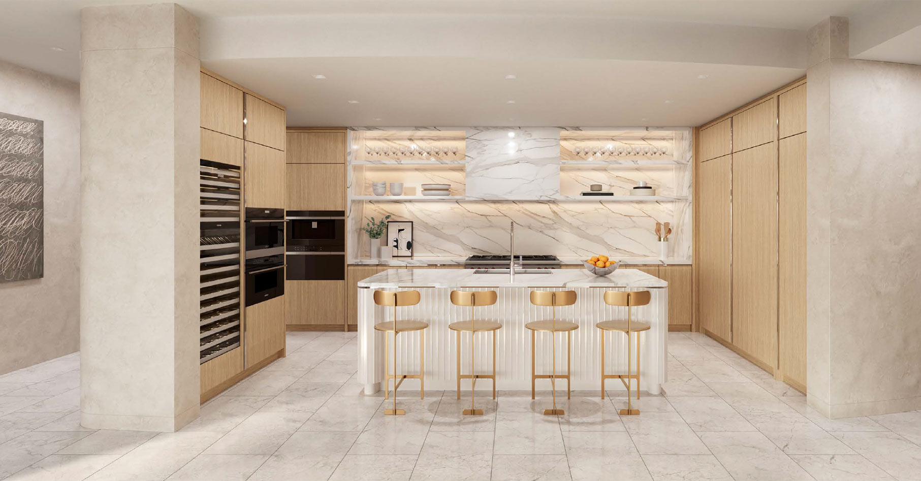 Rivage Bal Residence C Kitchen in air palette with stone flooring Rivage Bal Residence C Kitchen in air palette with stone flooring